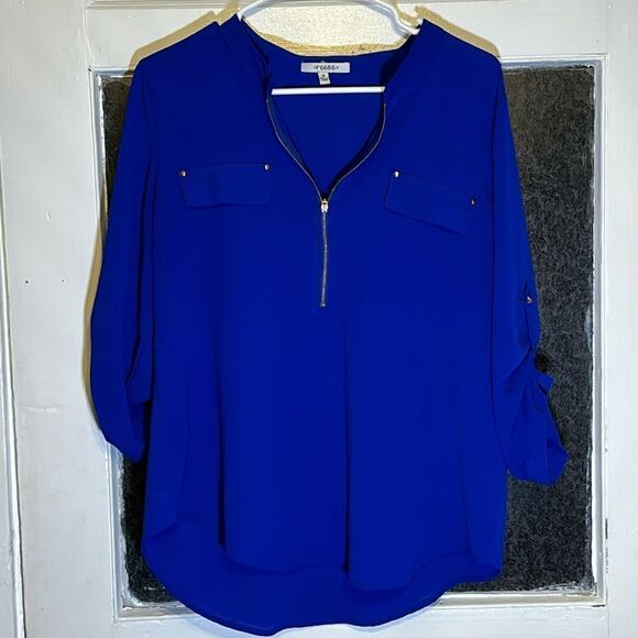 Reese Women’s Royal Blue Three quarter length sleeve top with zipper size m - Picture 1 of 7